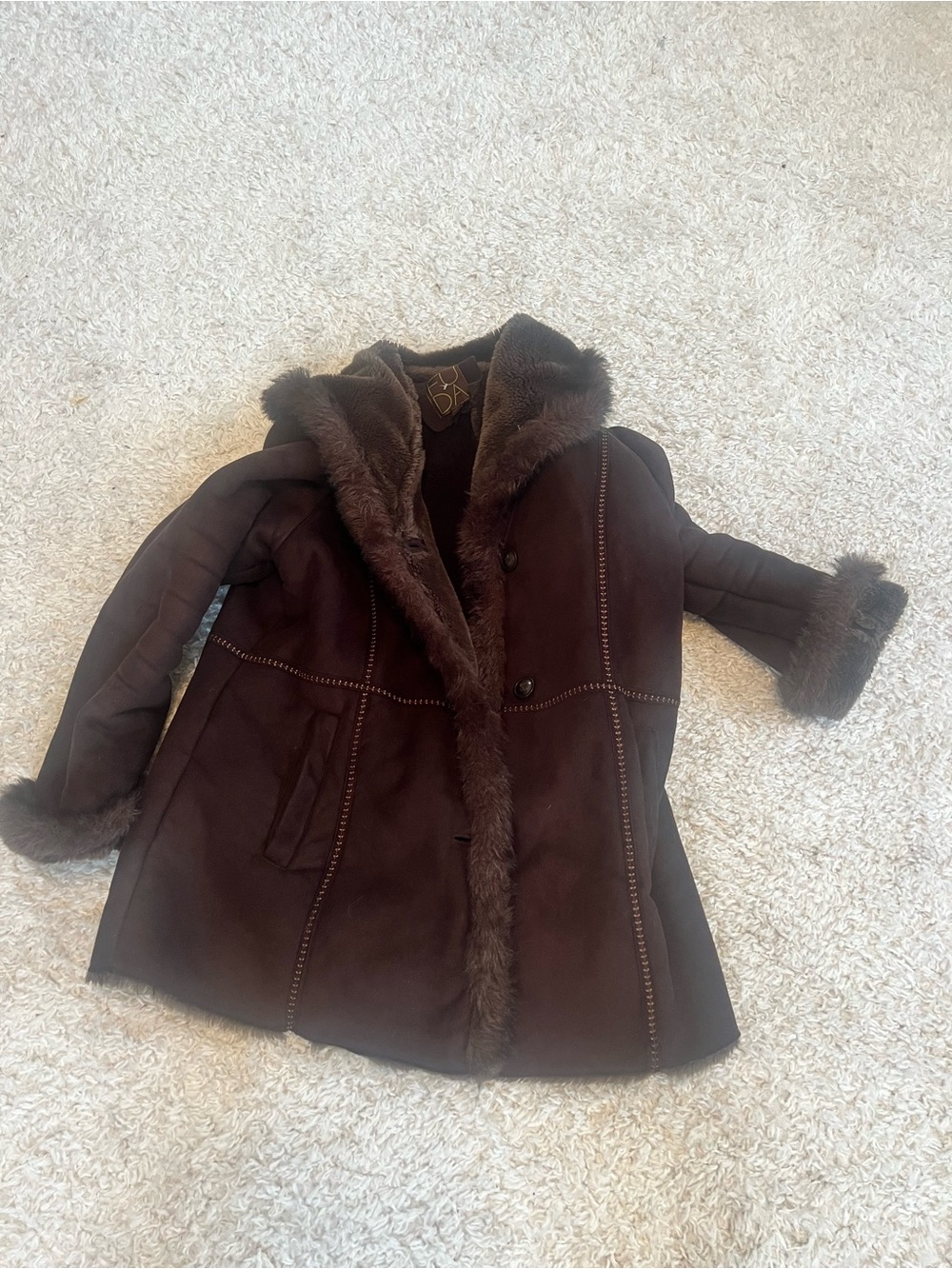 Women's Dark Brown Faux Fur Trim Leather Jacket